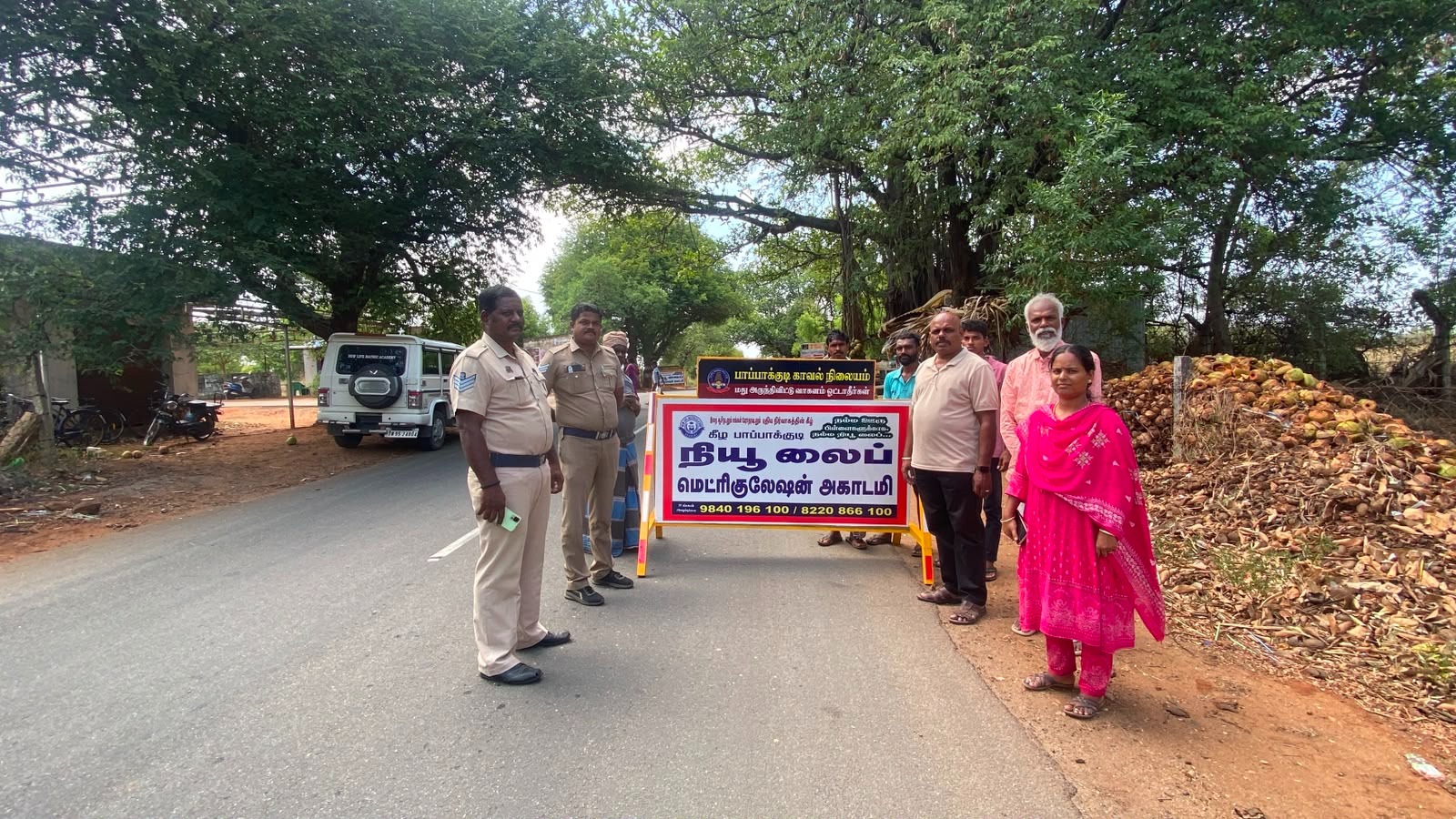 Setting Up Barricades in Idaikaal - Alangulam Road